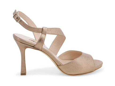 Melluso sandali eleganti in pelle metallizzata rosa nude E1805D-227153